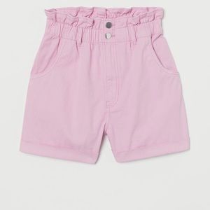 pink paperbag shorts h&m